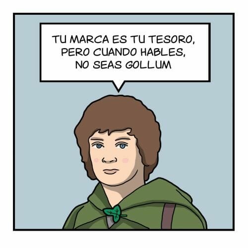 Portada Viñeta Frodo del post de identidad verbal en Marketing Ilustrado